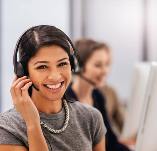 A girl Talking on the call at call center
